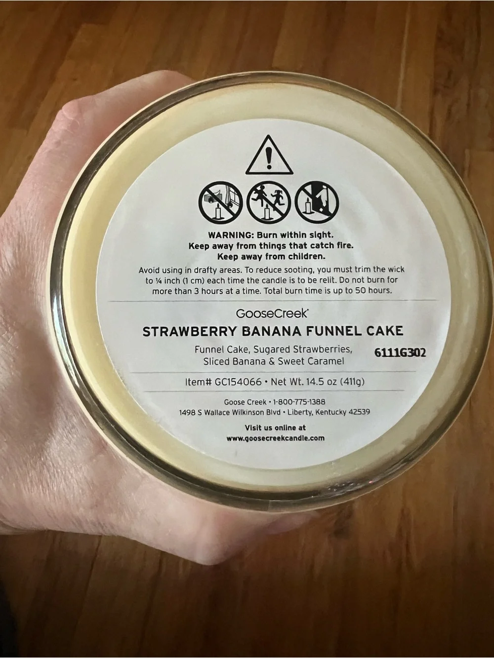 Goose Creek Strawberry Banana Funnel Cake 3 Wick Candle 14.5 Oz